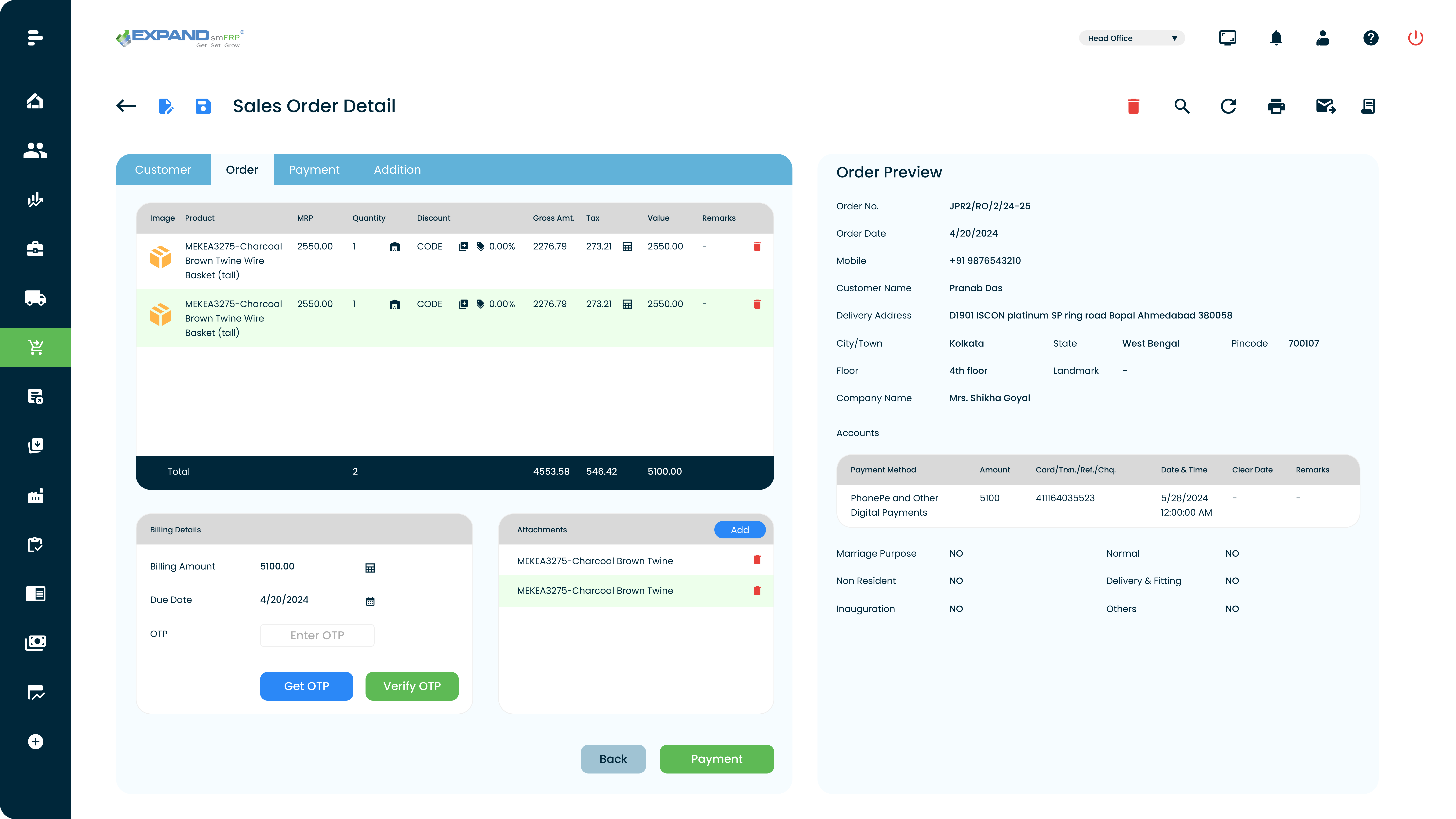 screenshot of Expand smERP